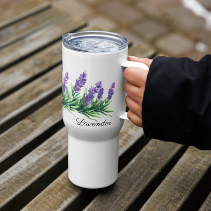 Lavender Herbal Tea Travel mug with a handle | Tea Mug | Teacup | Gifts for Her | Herb Flower | Birthday Gift - Raiden Gate Design