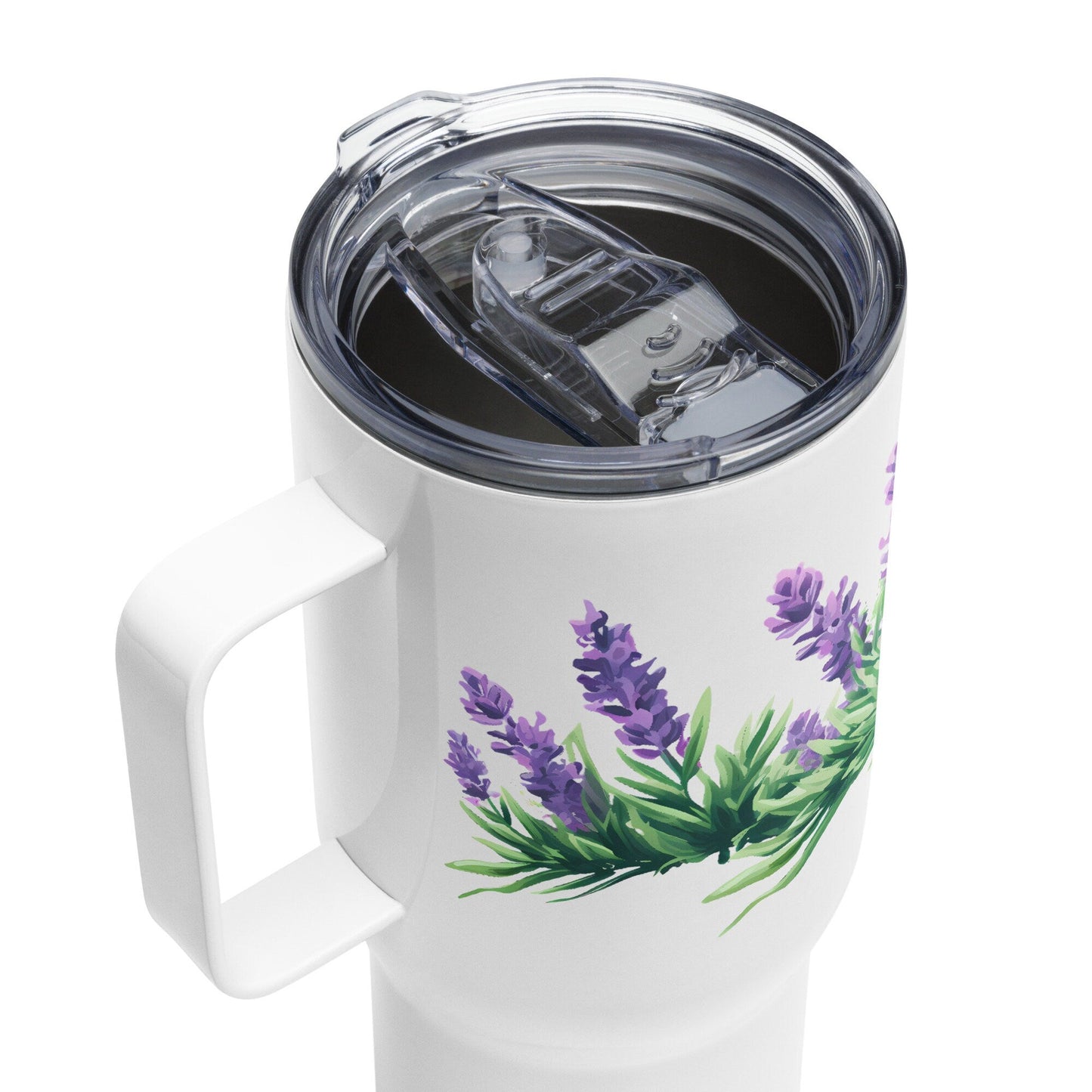 Lavender Herbal Tea Travel mug with a handle | Tea Mug | Teacup | Gifts for Her | Herb Flower | Birthday Gift - Raiden Gate Design