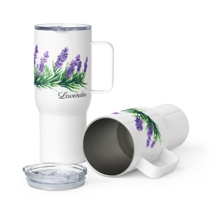 Lavender Herbal Tea Travel mug with a handle | Tea Mug | Teacup | Gifts for Her | Herb Flower | Birthday Gift - Raiden Gate Design