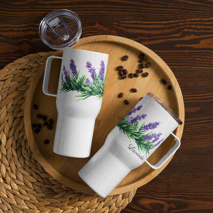 Lavender Herbal Tea Travel mug with a handle | Tea Mug | Teacup | Gifts for Her | Herb Flower | Birthday Gift - Raiden Gate Design