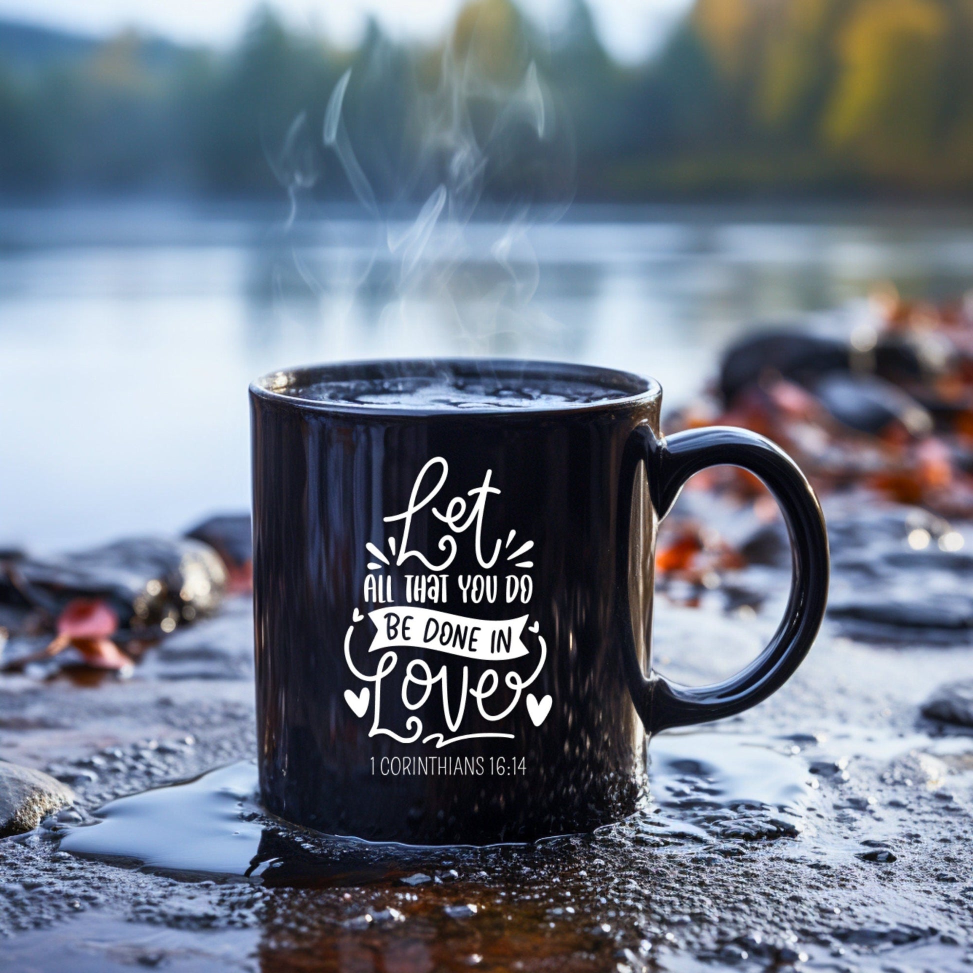 Let All That You Do Be Done in Love - Bible Verse Faith Mug - Christian Religious - Dad Mug with Affirmations - Supportive Baptism Gift - Raiden Gate Design