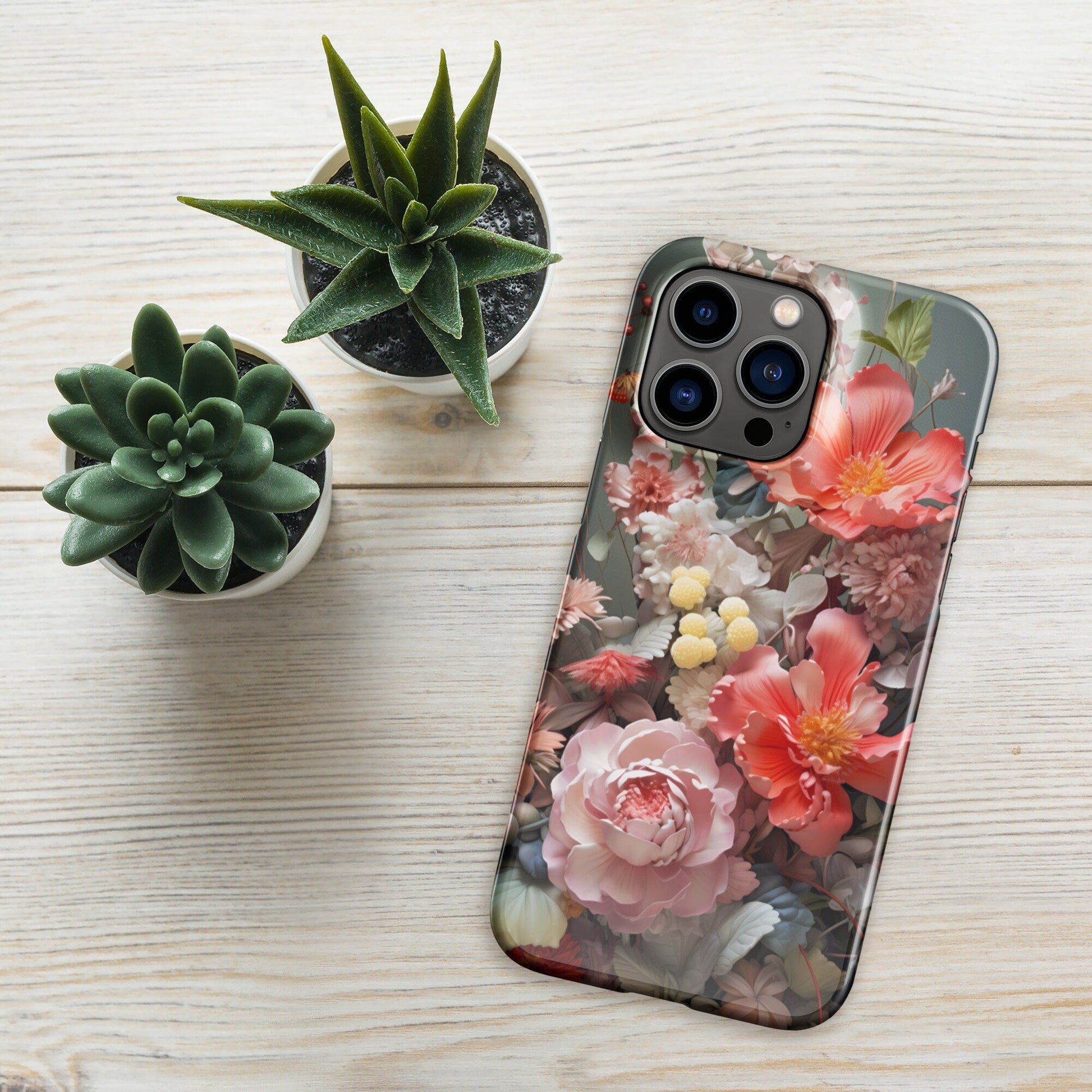 Light Orange - Pink Plant Phone Case | Botanical Phone Case | Aesthetic Phone Case | Floral Phone Case | Tough Case - Raiden Gate Design