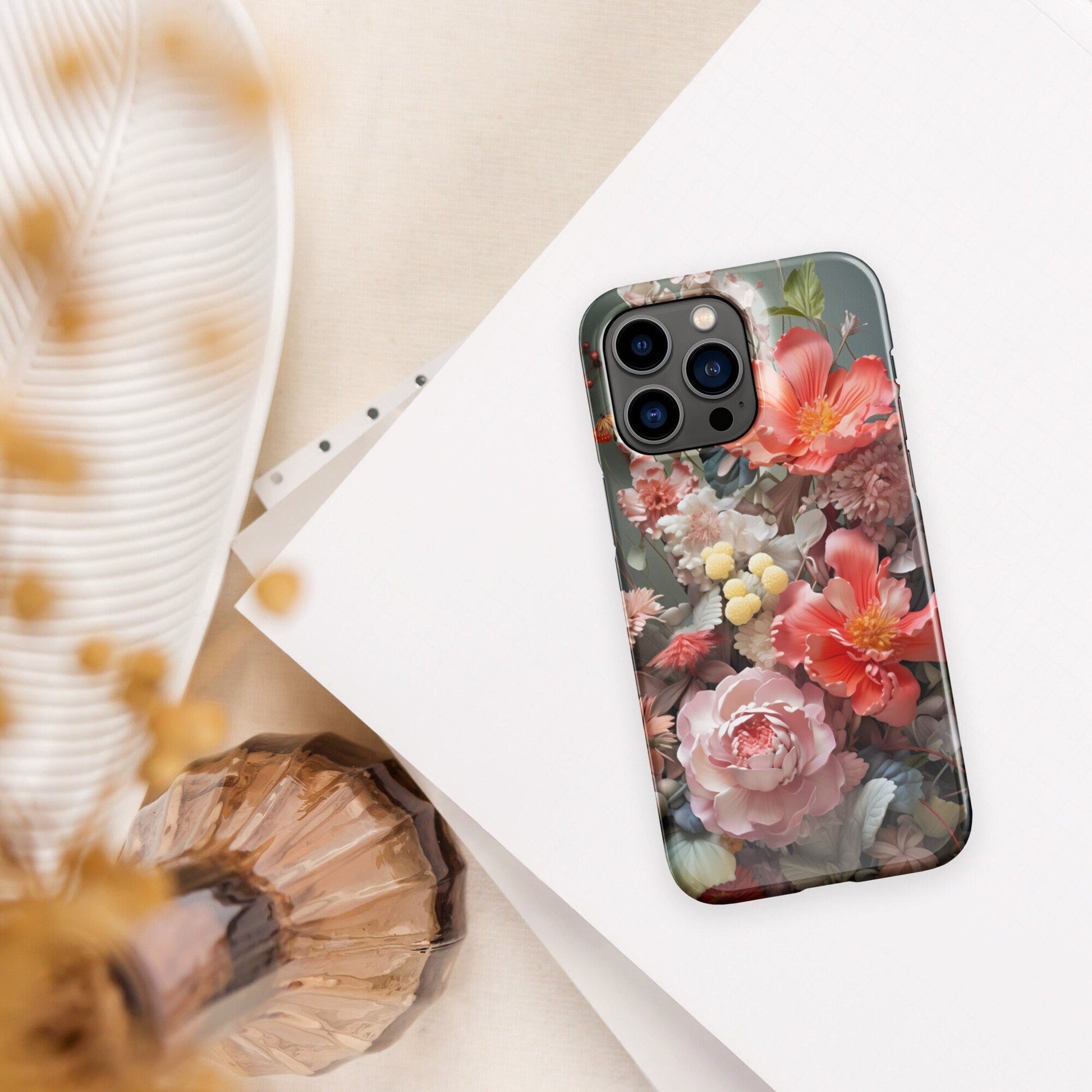 Light Orange - Pink Plant Phone Case | Botanical Phone Case | Aesthetic Phone Case | Floral Phone Case | Tough Case - Raiden Gate Design