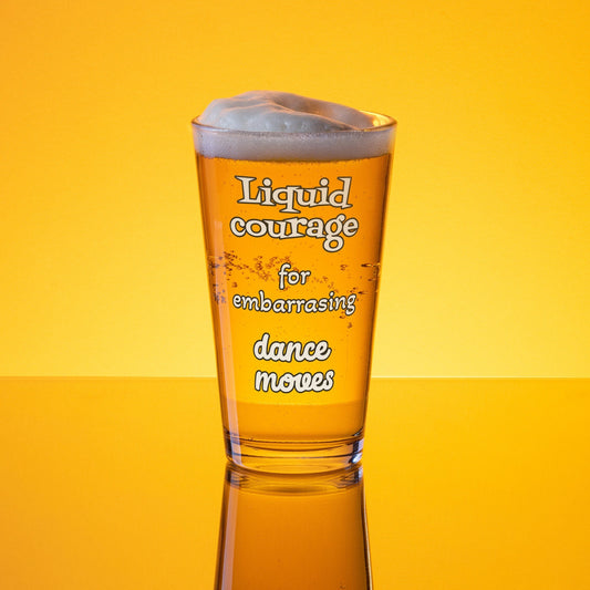 Liquid Courage for Embarrassing Dance Moves – Pint Glass | Shaker Glass | Beer Glass | Beer Lover | Mixer Glass - Raiden Gate Design