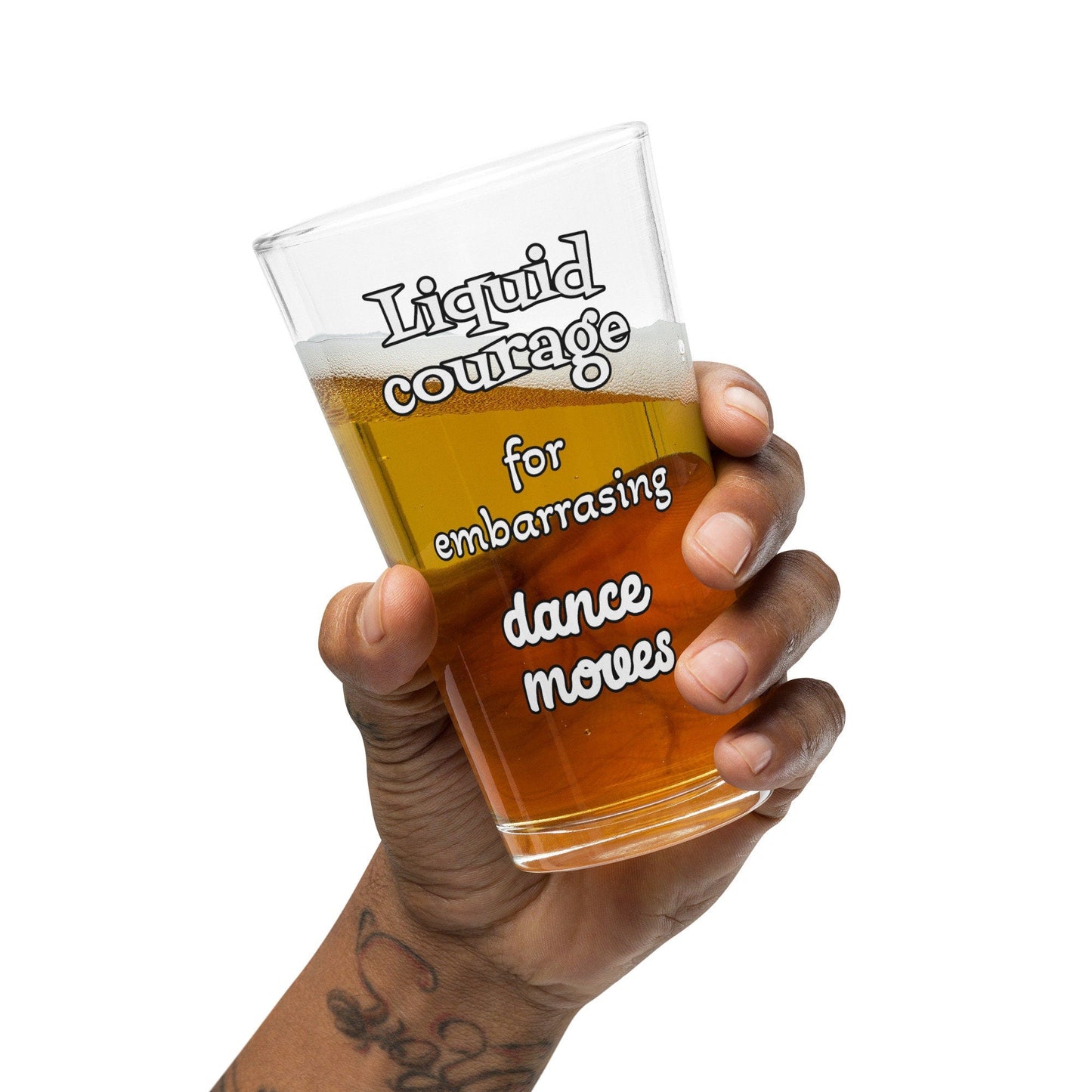 Liquid Courage for Embarrassing Dance Moves – Pint Glass | Shaker Glass | Beer Glass | Beer Lover | Mixer Glass - Raiden Gate Design