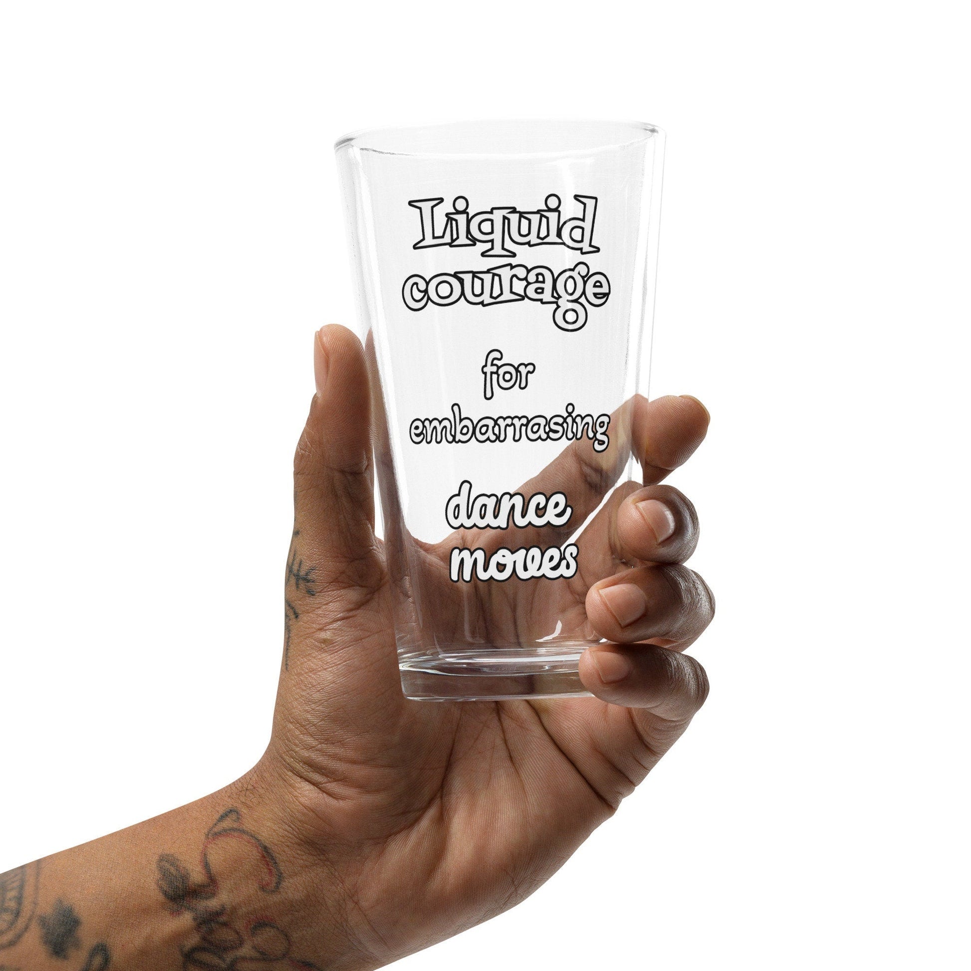 Liquid Courage for Embarrassing Dance Moves – Pint Glass | Shaker Glass | Beer Glass | Beer Lover | Mixer Glass - Raiden Gate Design