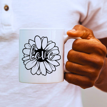 Love Daisy Head Mug - Bible Verse Faith Coffee Mug - Christian Religious Gift for Him - Dad Mug with Affirmations - Supportive Baptism Gift - Raiden Gate Design