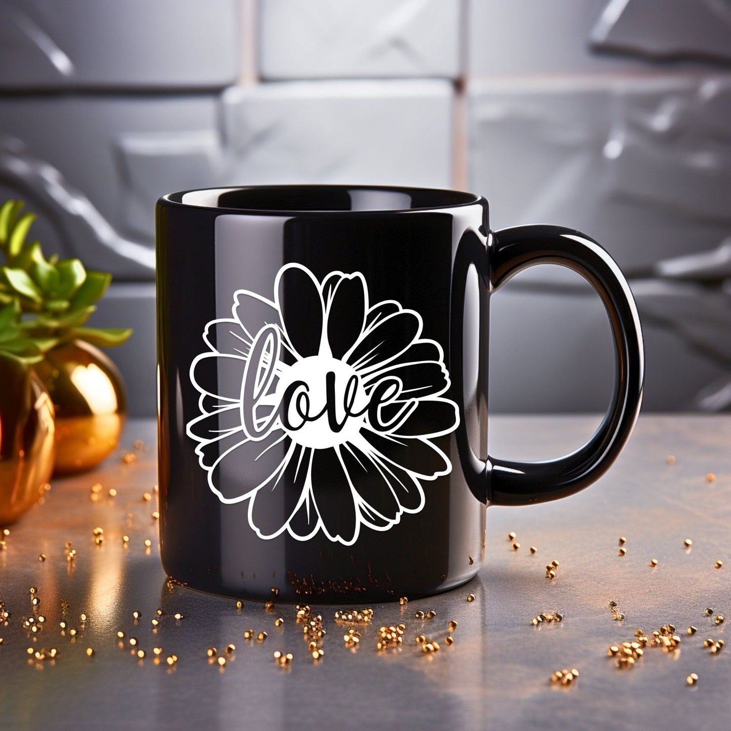 Love Daisy Head Mug - Bible Verse Faith Coffee Mug - Christian Religious Gift for Him - Dad Mug with Affirmations - Supportive Baptism Gift - Raiden Gate Design