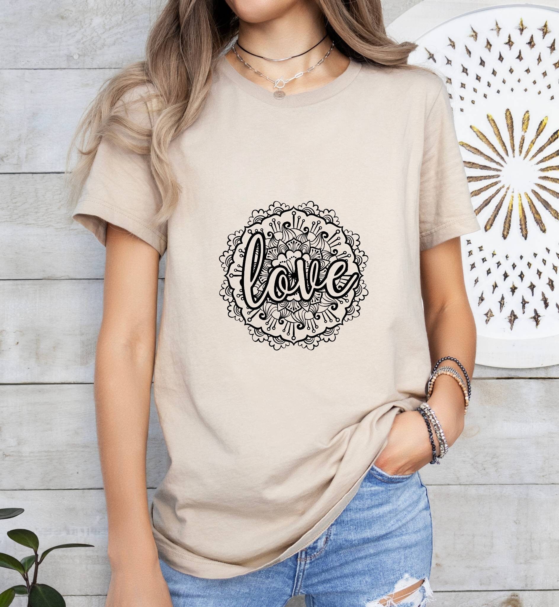 Love Mandala Catholic Boho Church Shirt with Inspirational Bible Verse - Jesus Faith Religious - Raiden Gate Design