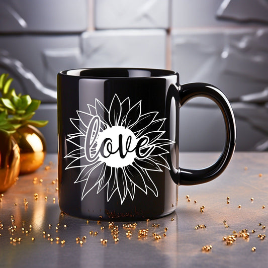 Love Sunflower Head - Bible Verse Faith Coffee Mug - Christian Religious Gift for Him - Dad Mug with Affirmations - Supportive Baptism Gift - Raiden Gate Design