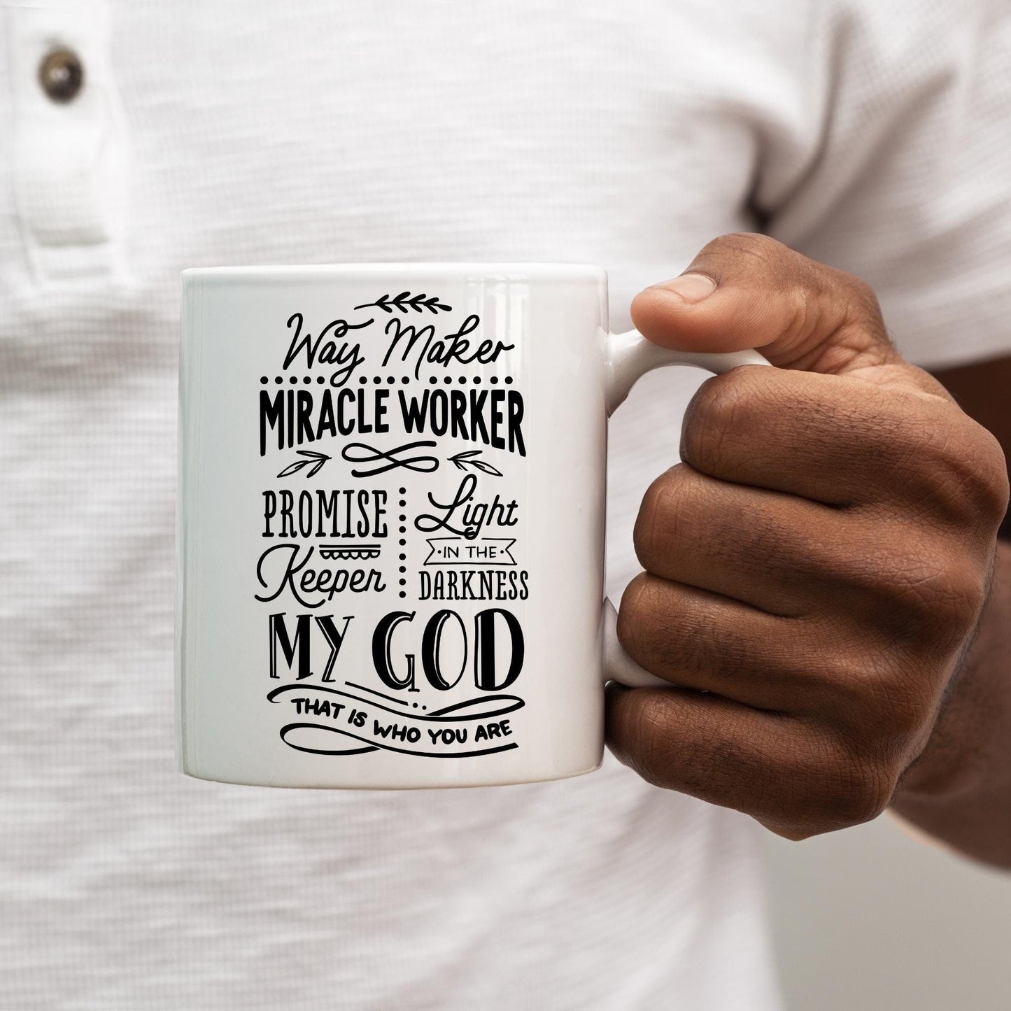 Men's Waymaker Mug — Bible Verse Faith Coffee Mug — Christian Religious Gift for Him — Dad Mug with Affirmations — Supportive Baptism Gift - Raiden Gate Design