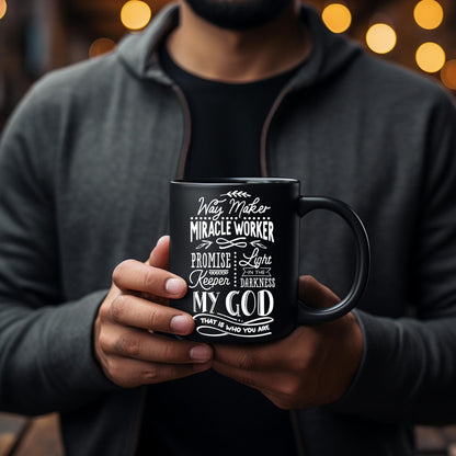 Men's Waymaker Mug — Bible Verse Faith Coffee Mug — Christian Religious Gift for Him — Dad Mug with Affirmations — Supportive Baptism Gift - Raiden Gate Design