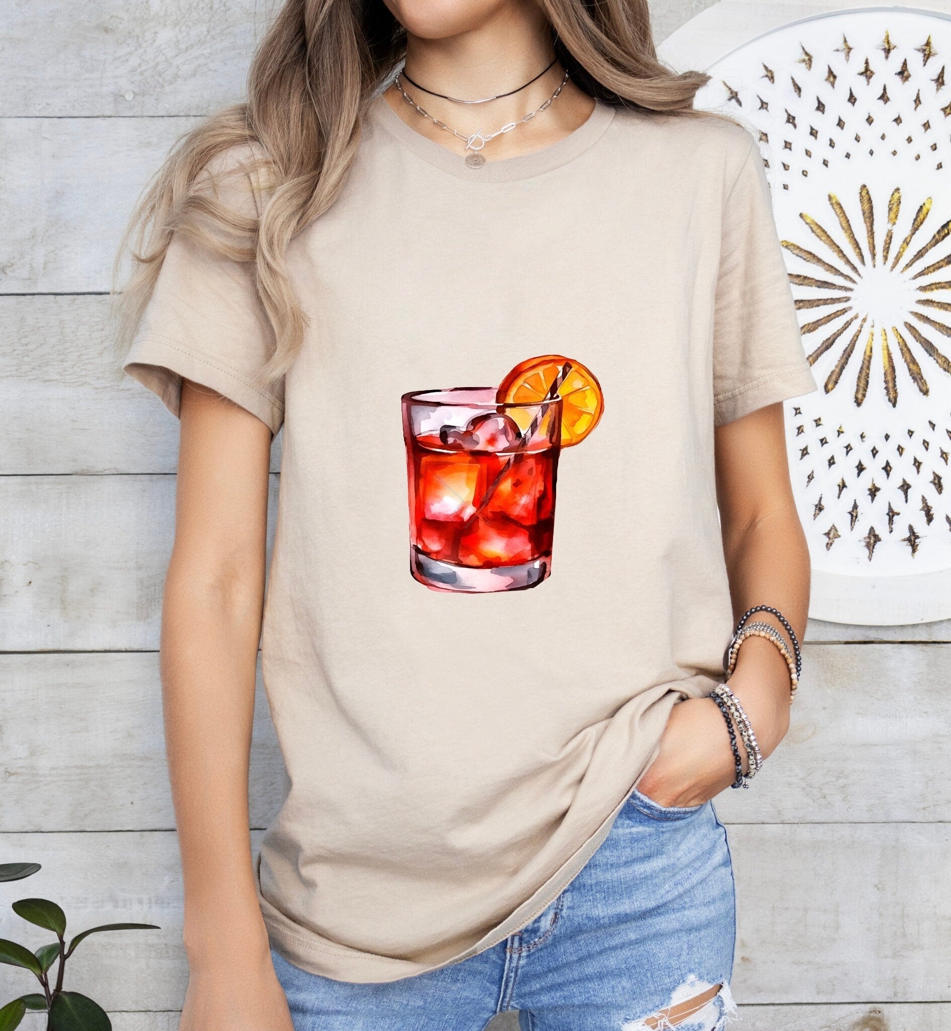 Negroni Groom or Bride Cocktail Bar Shirt - Minimalist Aesthetic T-Shirt for Bachelor or Hen Party - Fun and Chic Design - Raiden Gate Design