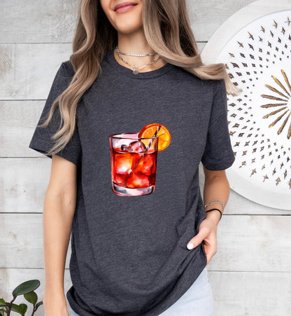 Negroni Groom or Bride Cocktail Bar Shirt - Minimalist Aesthetic T-Shirt for Bachelor or Hen Party - Fun and Chic Design - Raiden Gate Design