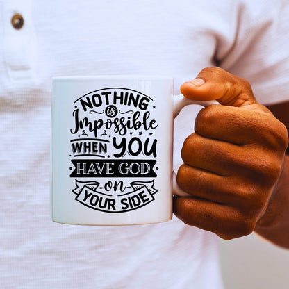 Nothing is Impossible - Bible Verse Faith Coffee Mug - Christian Religious - Dad Mug with Affirmations - Supportive Baptism Gift - Raiden Gate Design