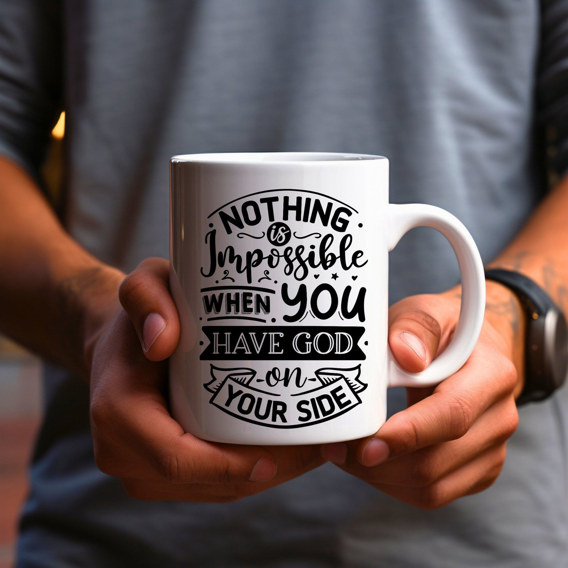 Nothing is Impossible - Bible Verse Faith Coffee Mug - Christian Religious - Dad Mug with Affirmations - Supportive Baptism Gift - Raiden Gate Design