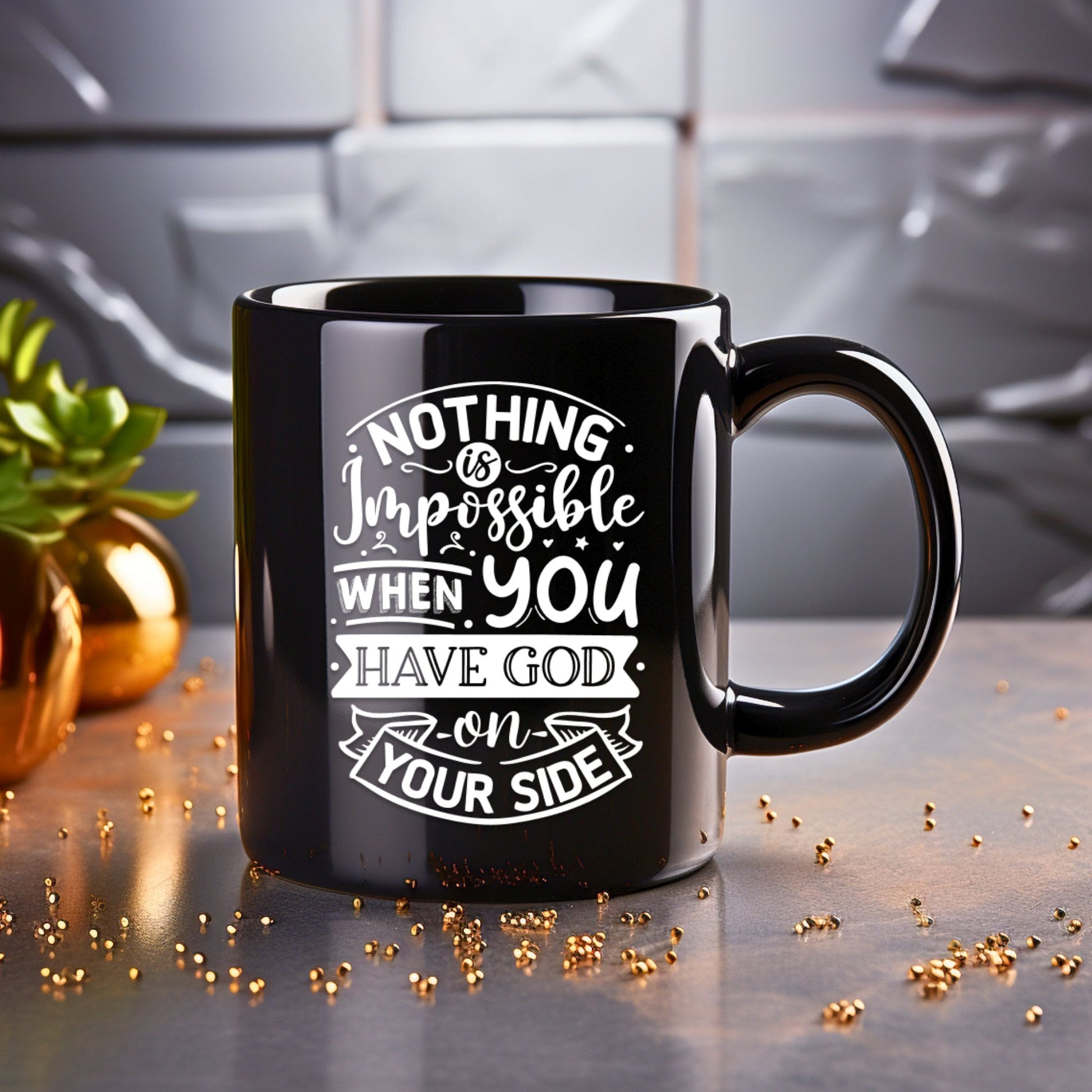 Nothing is Impossible - Bible Verse Faith Coffee Mug - Christian Religious - Dad Mug with Affirmations - Supportive Baptism Gift - Raiden Gate Design