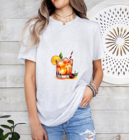 Old Fashioned Cocktail Groom or Bride Cocktail Bar Shirt - Minimalist Aesthetic T-Shirt for Bachelor or Hen Party - Fun and Chic Design - Raiden Gate Design