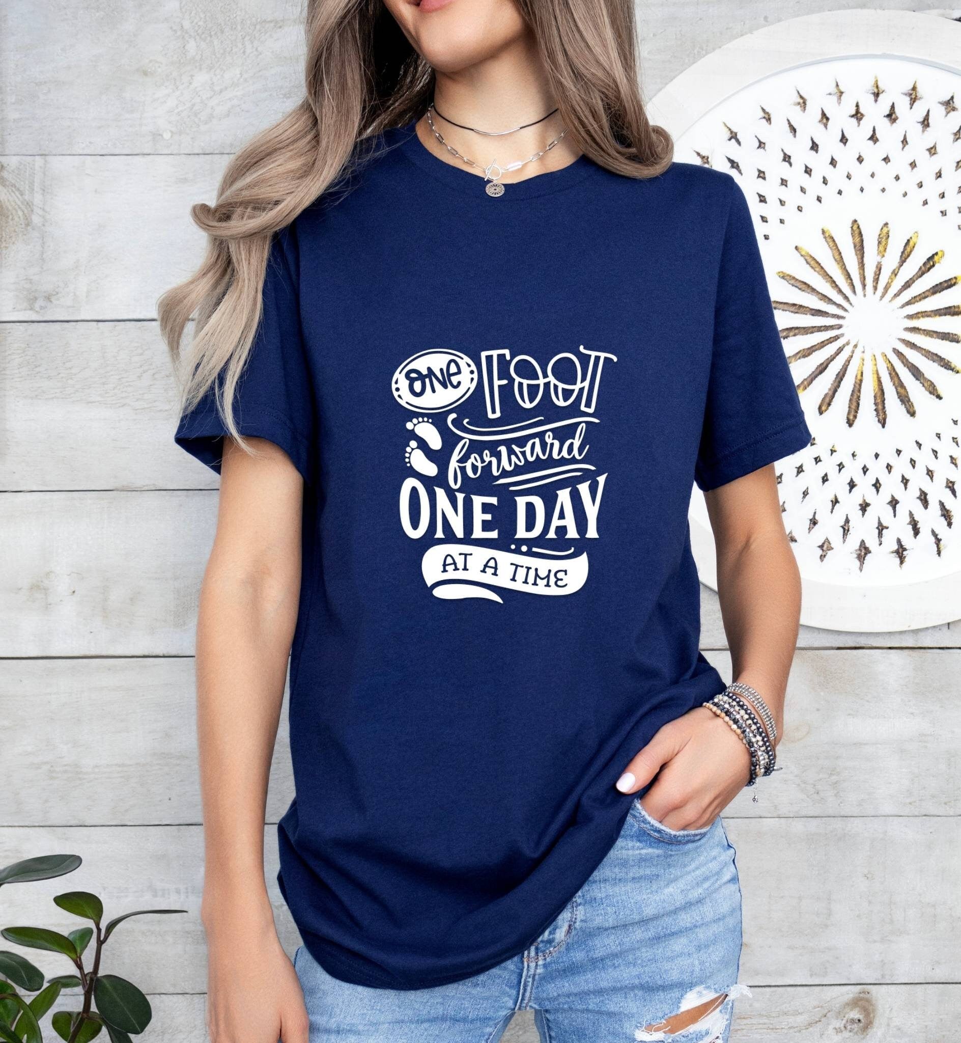 One Foot Forward One Day at a Time Catholic Boho Church Shirt with Inspirational Bible Verse - Jesus Faith Religious - Raiden Gate Design