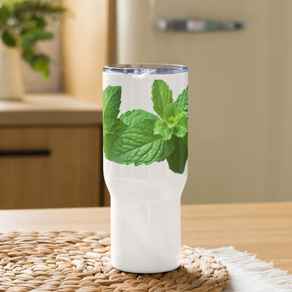 Peppermint Herbal Tea Travel mug with a handle | Tea Mug | Teacup | Gifts for Her | Herb Flower | Birthday Gift - Raiden Gate Design