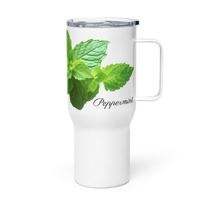 Peppermint Herbal Tea Travel mug with a handle | Tea Mug | Teacup | Gifts for Her | Herb Flower | Birthday Gift - Raiden Gate Design