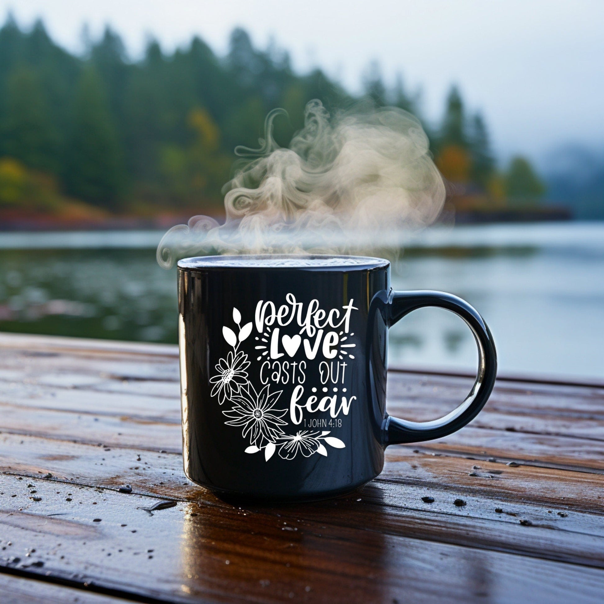 Perfect Love Casts Out Fear - Bible Verse Faith Coffee Mug - Christian Religious - Dad Mug with Affirmations - Supportive Baptism Gift - Raiden Gate Design