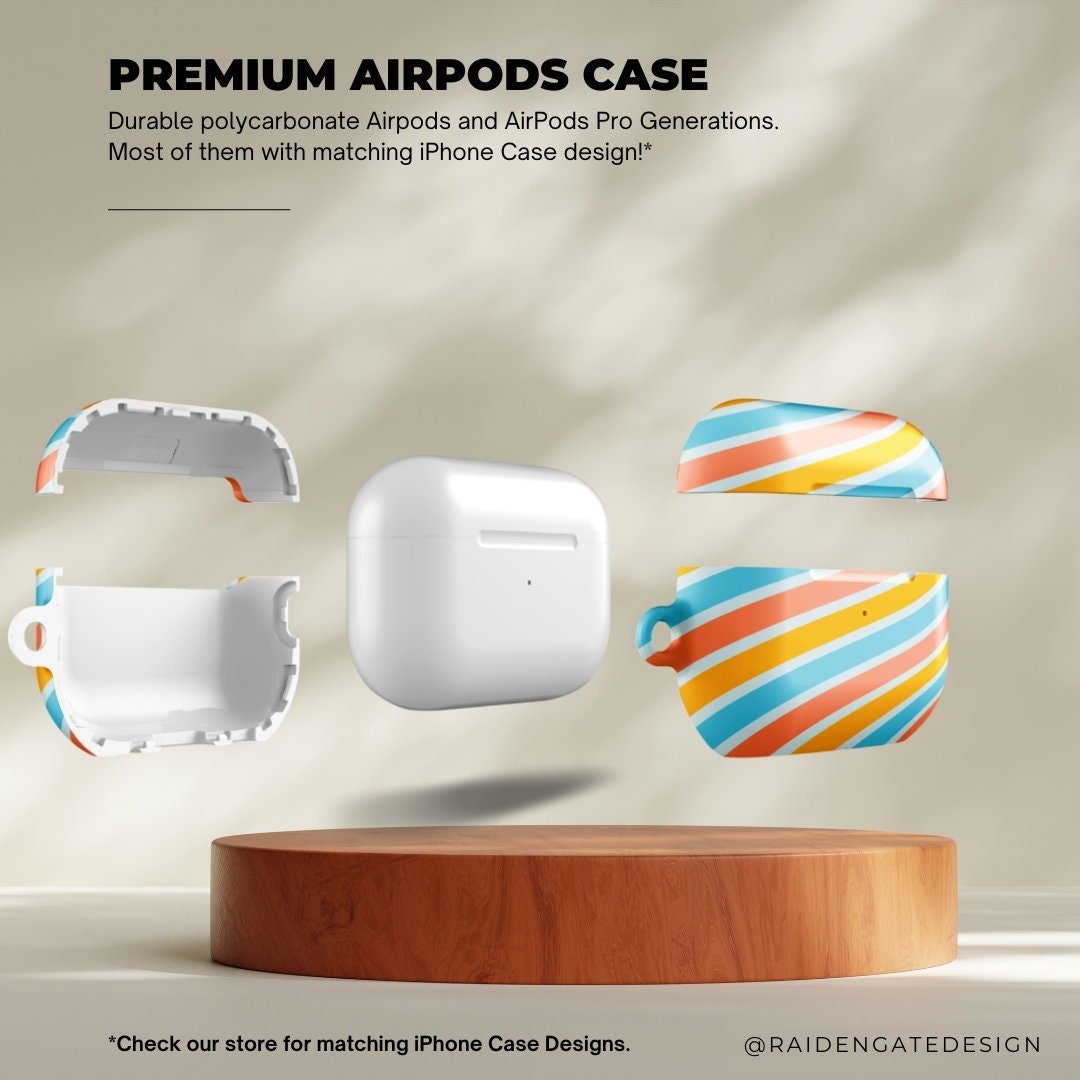 Pink Blue Yellow Waves Custom AirPods Pro Case | Tough AirPods Case - Raiden Gate Design