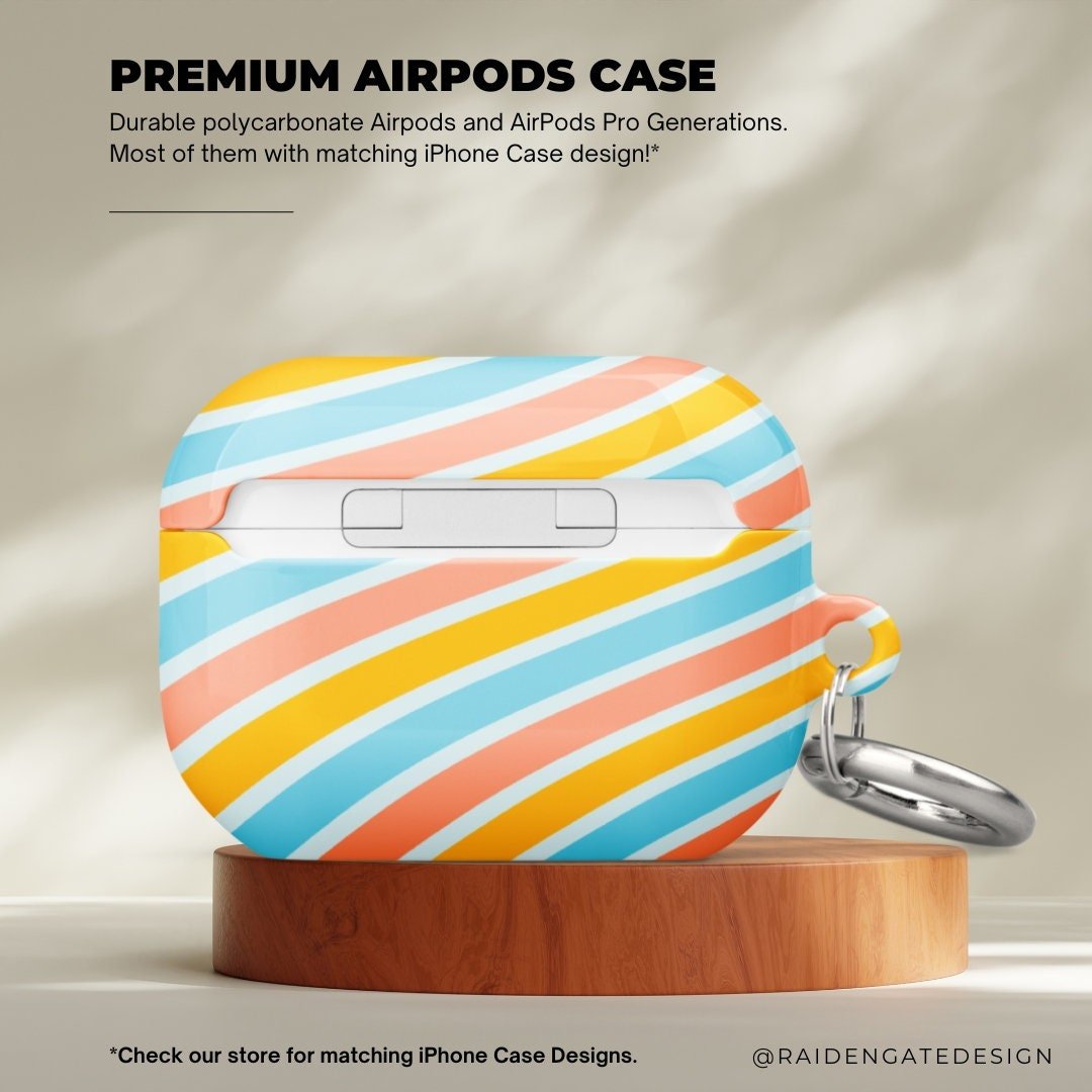 Pink Blue Yellow Waves Custom AirPods Pro Case | Tough AirPods Case - Raiden Gate Design