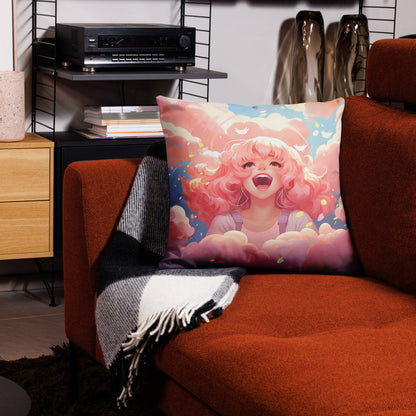 Pink Hair Anime Girl | Anime Pillow | Kawaii Pillow | Decorative Pillow | Throw Pillow - Raiden Gate Design