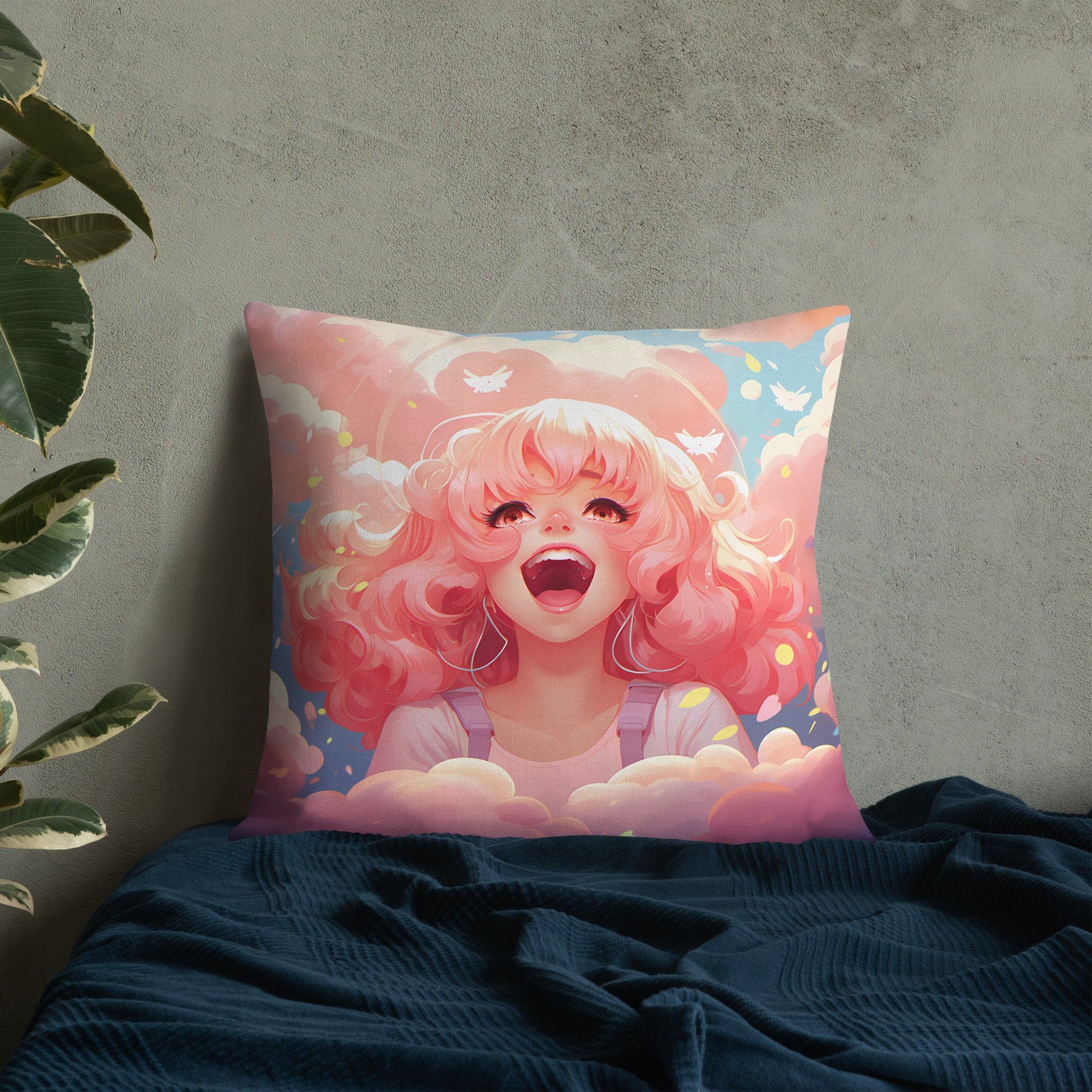 Pink Hair Anime Girl | Anime Pillow | Kawaii Pillow | Decorative Pillow | Throw Pillow - Raiden Gate Design