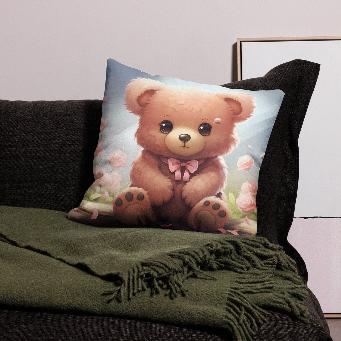 Pink Tie Cub | Anime Pillow | Kawaii Pillow | Decorative Pillow | Throw Pillow - Raiden Gate Design