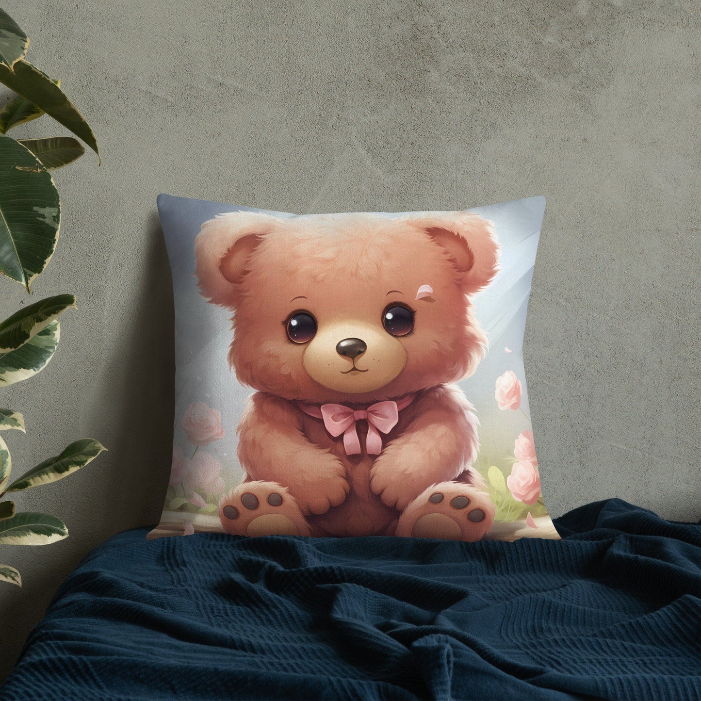 Pink Tie Cub | Anime Pillow | Kawaii Pillow | Decorative Pillow | Throw Pillow - Raiden Gate Design