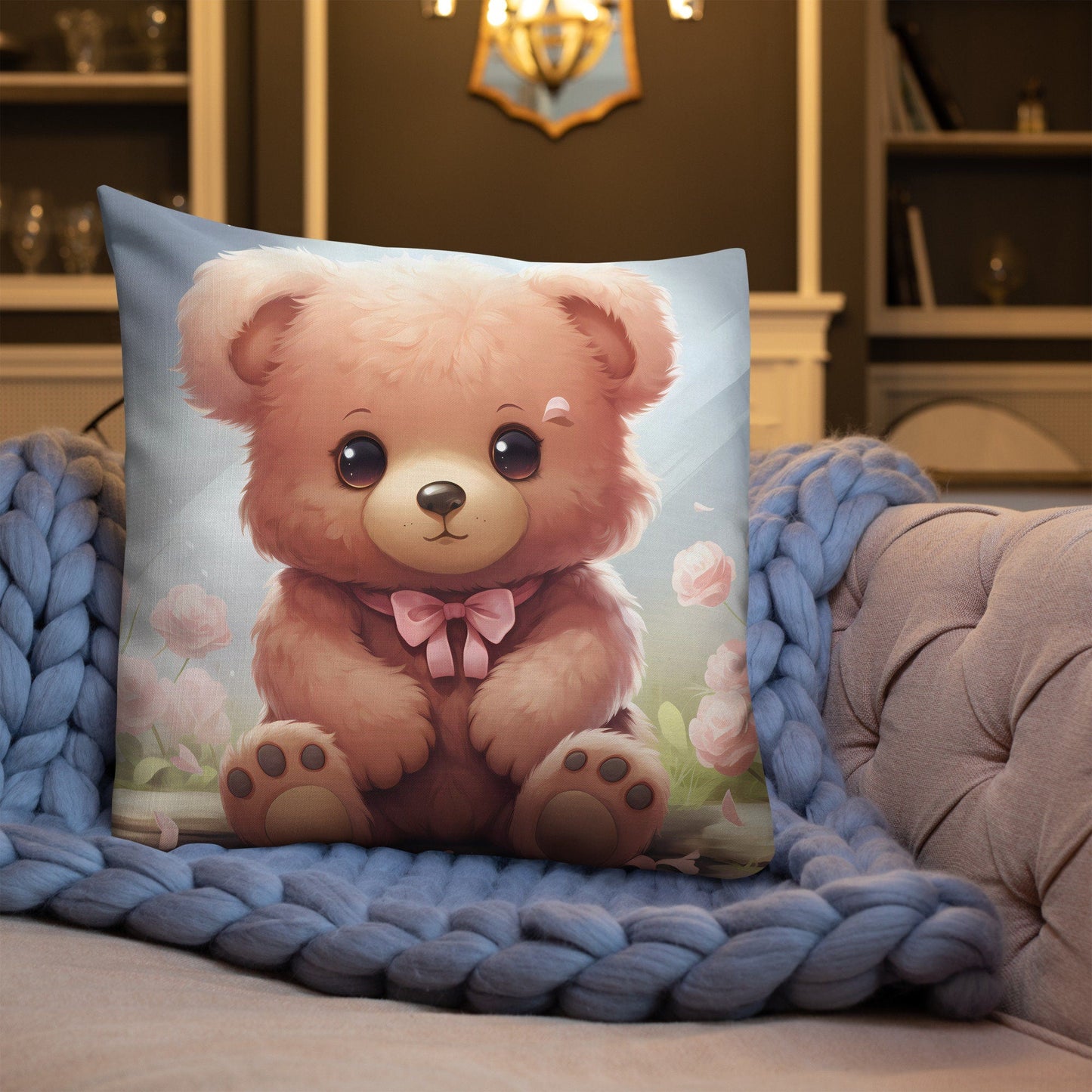 Pink Tie Cub | Anime Pillow | Kawaii Pillow | Decorative Pillow | Throw Pillow - Raiden Gate Design