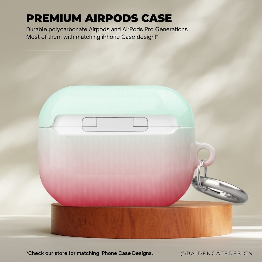 Pink to Green Gradient Custom AirPods Pro Case | Tough AirPods Case - Raiden Gate Design