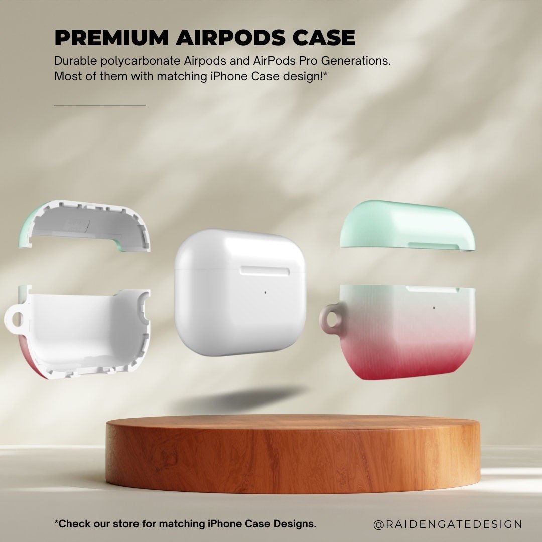 Pink to Green Gradient Custom AirPods Pro Case | Tough AirPods Case - Raiden Gate Design