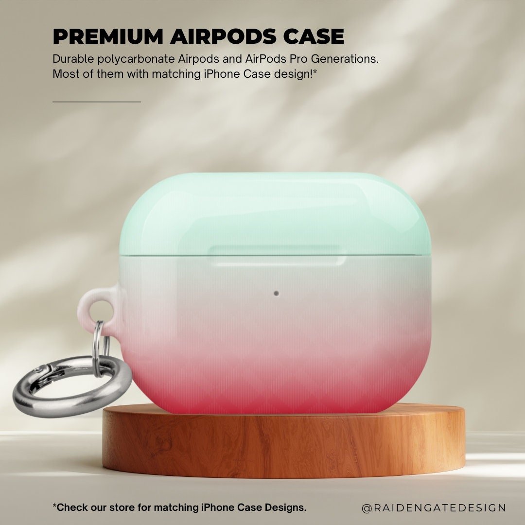 Pink to Green Gradient Custom AirPods Pro Case | Tough AirPods Case - Raiden Gate Design