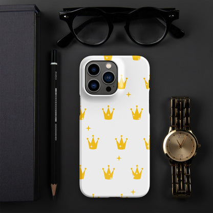 Premium Golden Crown on White Design | Aesthetic Phone Case | iPhone 15 Pro Max | Phone Case | Tough Case - Raiden Gate Design