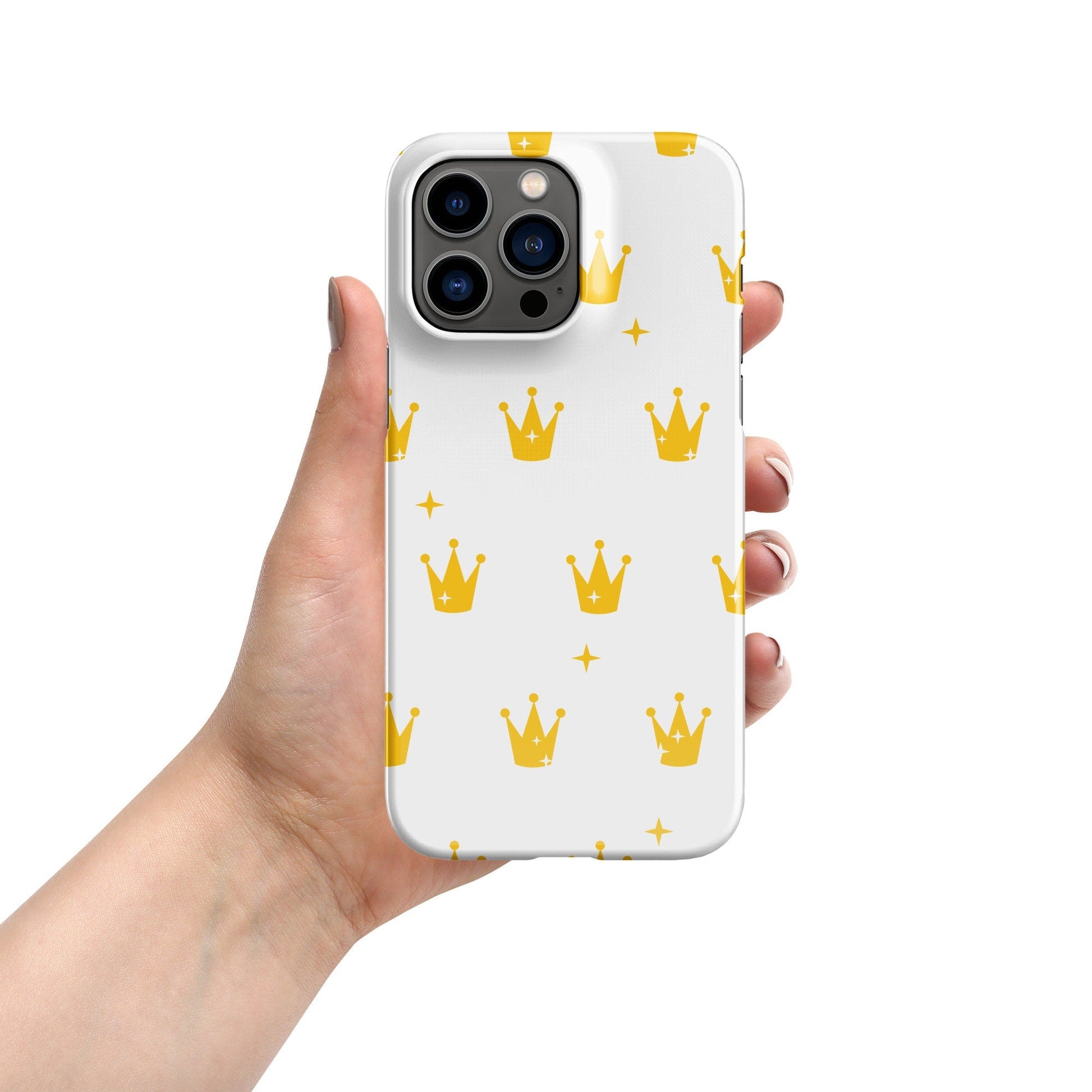 Premium Golden Crown on White Design | Aesthetic Phone Case | iPhone 15 Pro Max | Phone Case | Tough Case - Raiden Gate Design