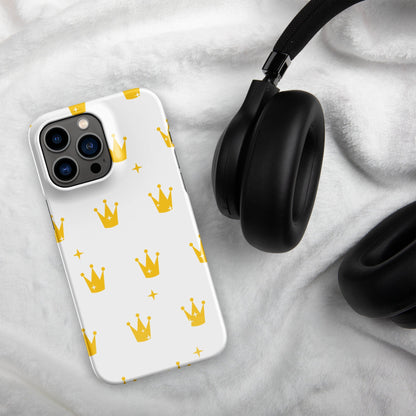 Premium Golden Crown on White Design | Aesthetic Phone Case | iPhone 15 Pro Max | Phone Case | Tough Case - Raiden Gate Design