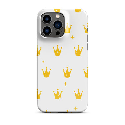 Premium Golden Crown on White Design | Aesthetic Phone Case | iPhone 15 Pro Max | Phone Case | Tough Case - Raiden Gate Design