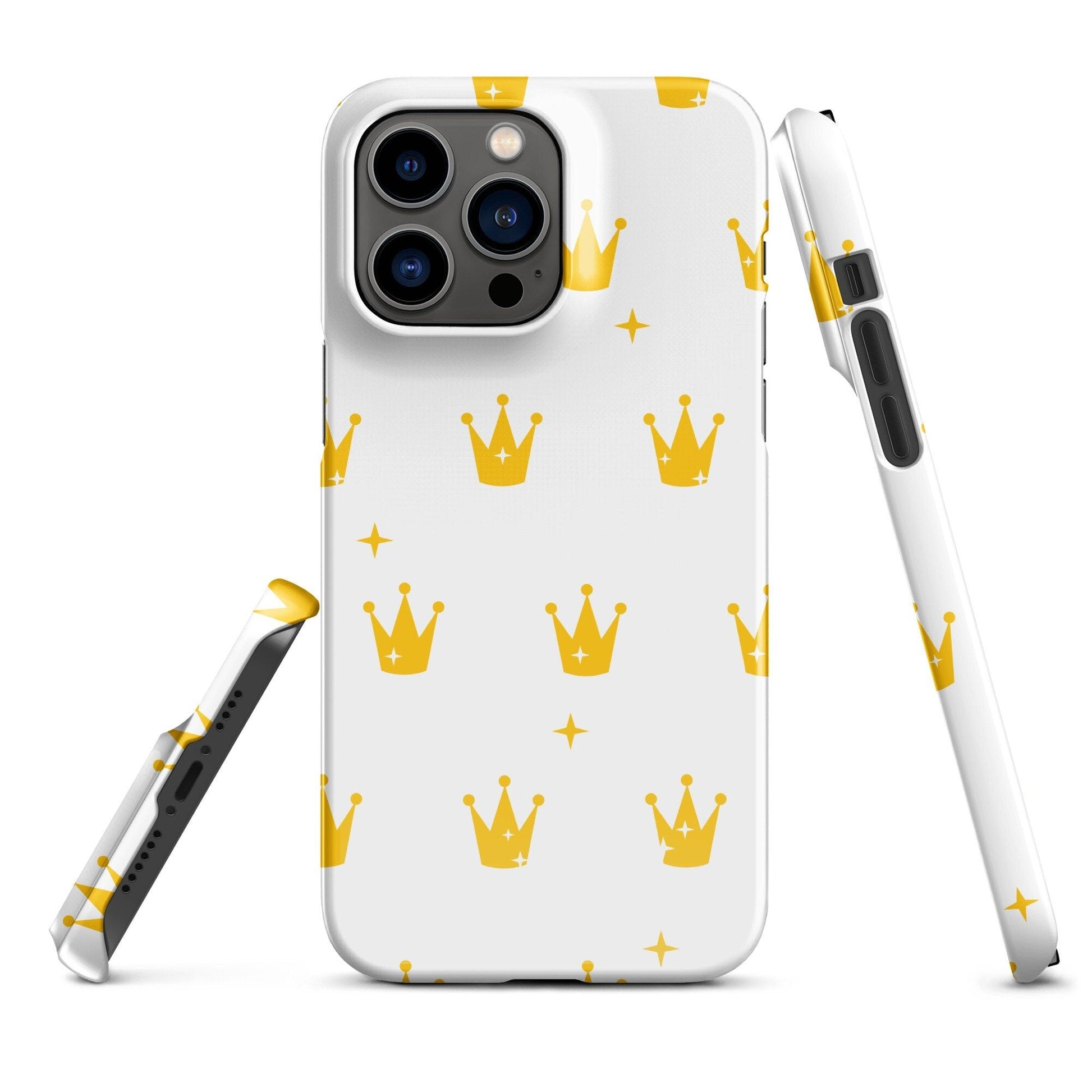 Premium Golden Crown on White Design | Aesthetic Phone Case | iPhone 15 Pro Max | Phone Case | Tough Case - Raiden Gate Design