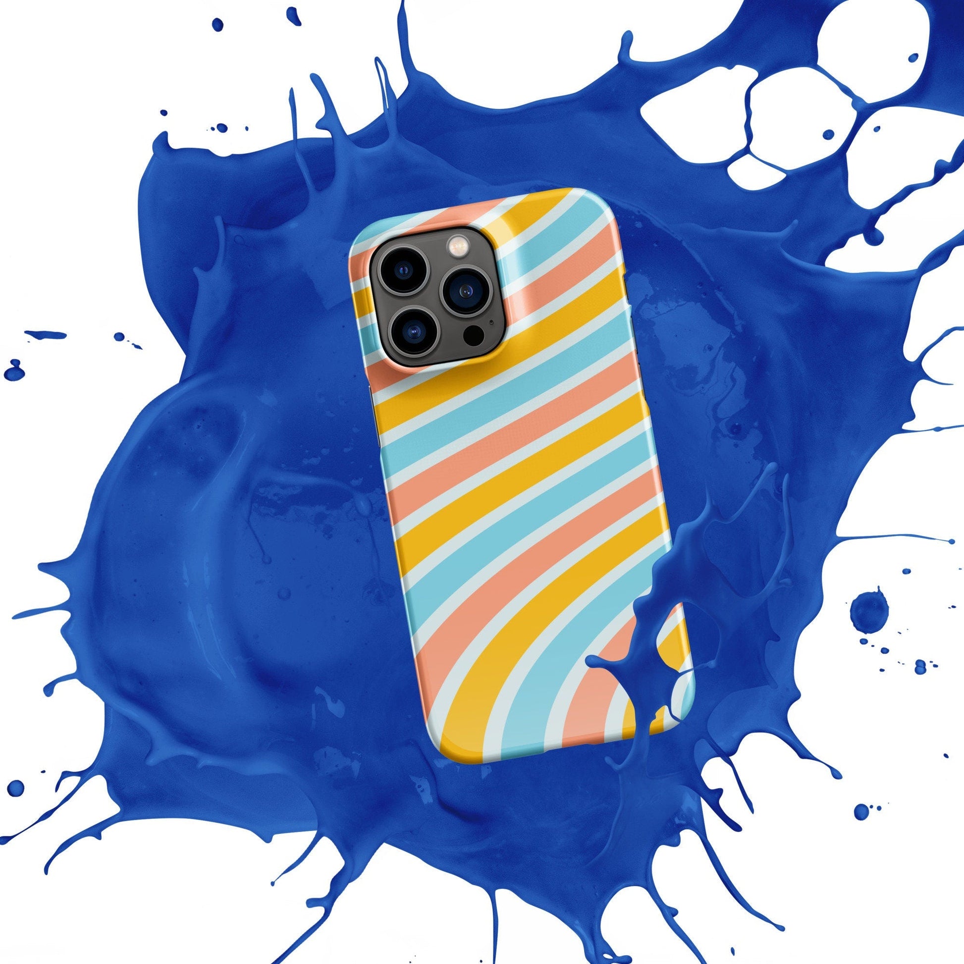 Premium Pink Blue Yellow Waves Design | Aesthetic Phone Case | iPhone 15 Pro Max | Phone Case | Tough Case - Raiden Gate Design