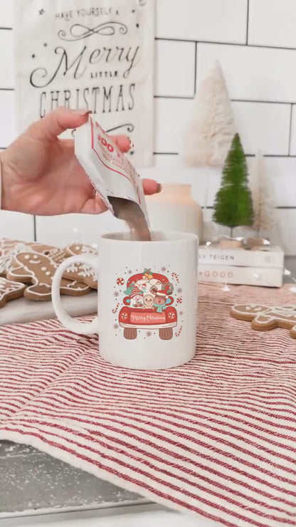 Merry Christmas Car  - Vintage Christmas Coffee Mug with Cute Gnome