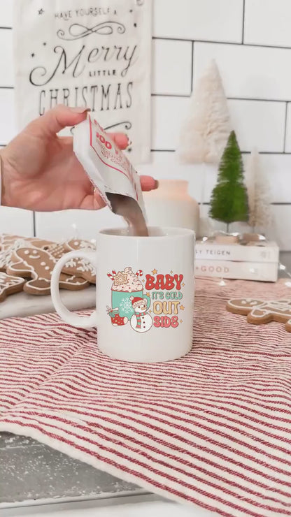 Baby It's Cold Outside - Vintage Christmas Coffee Mug with Cute Gnome