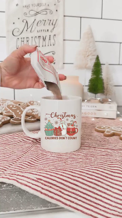 Christmas Calories Don't Count - Vintage Christmas Coffee Mug with Cute Gnome