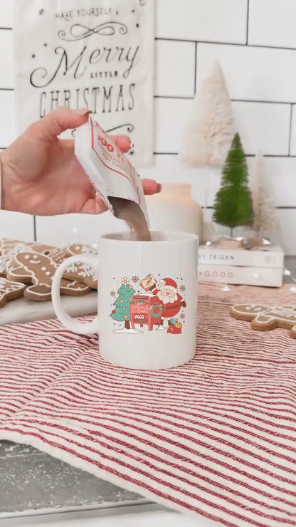 Santa Post  - Vintage Christmas Coffee Mug with Cute Gnome