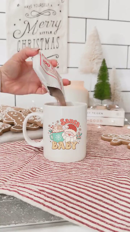 Santa Baby  - Vintage Christmas Coffee Mug with Cute Gnome