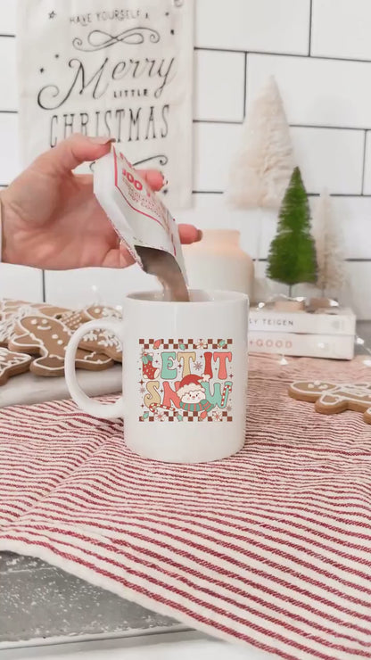 Let it Snow  - Vintage Christmas Coffee Mug with Cute Gnome