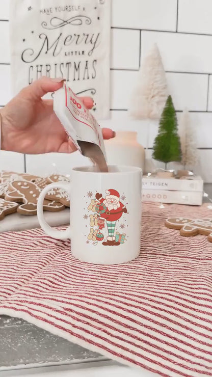 Ho-Ho-Ho Santa  - Vintage Christmas Coffee Mug with Cute Gnome