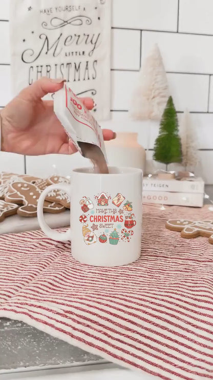 Make this Christmas Sweet  - Vintage Christmas Coffee Mug with Cute Gnome